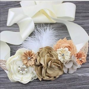 New Rustic Satin Floral Bridal  or Maternity Sash